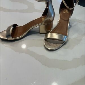 Elegant Gold Block Heel Sandals